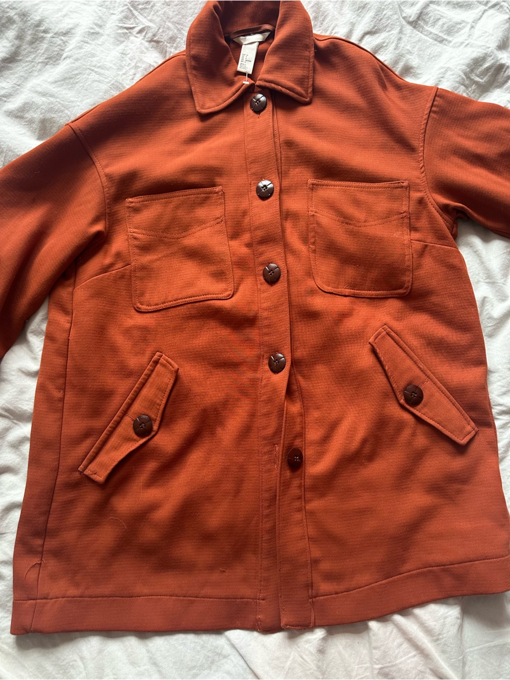H&M Rust Oversized Utility Jacket Shacket Minimalist Button Up Coat EU 34 - Picture 7 of 12